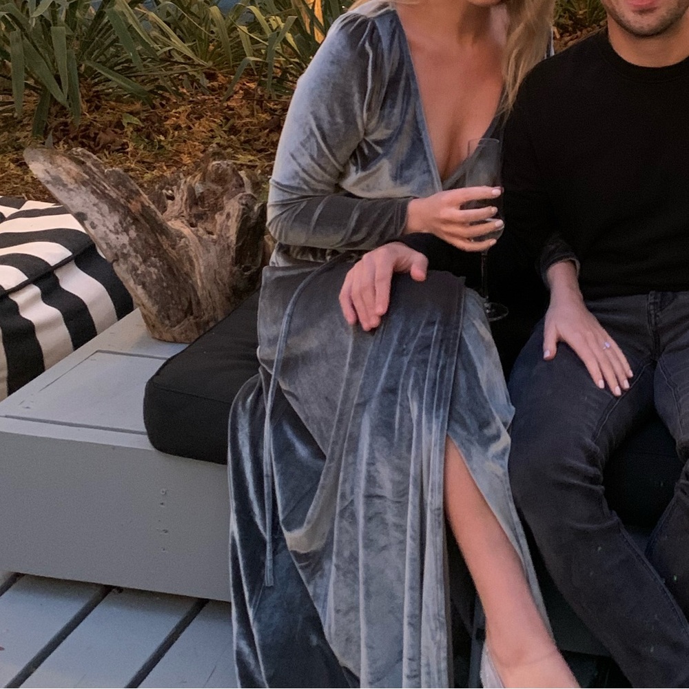 Velvet Wrap Maxi Dress